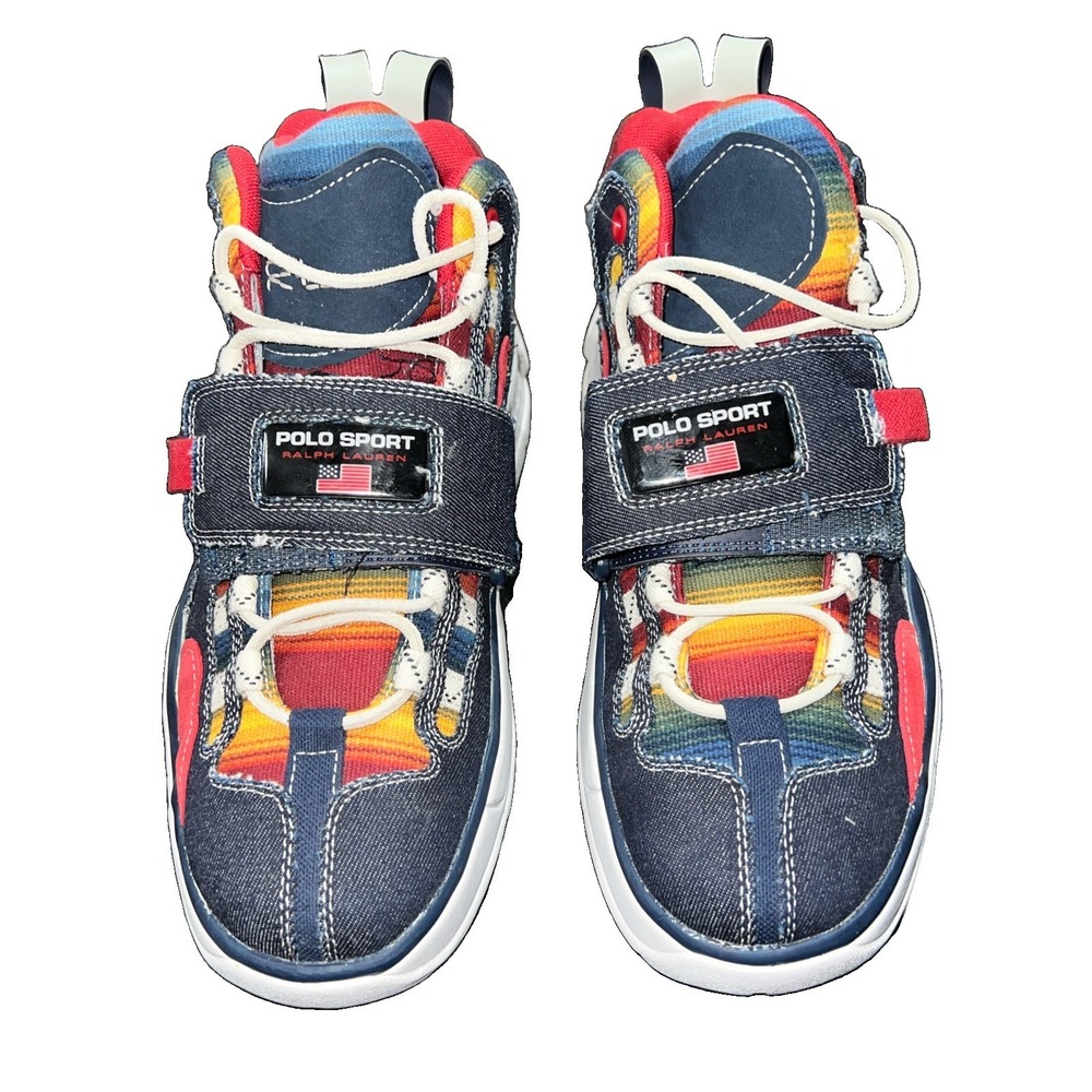 25N30/ POLO RALPH LAUREN PS100 HIGH TOP TRAINERS Size 9 - Picture 2 of 7